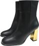 Angel Alarcon Leren enkellaarsjes met gouden hak Black Dames - Thumbnail 2