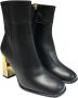 Angel Alarcon Leren enkellaarsjes met gouden hak Black Dames - Thumbnail 3