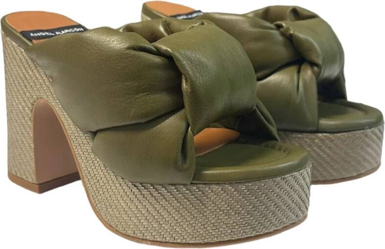 Angel Alarcon Leren hoge hak sandalen Green Dames