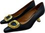 Angel Alarcon Leren lage hakken met gouden accessoire Black Dames - Thumbnail 3