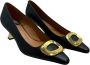 Angel Alarcon Leren lage hakken met gouden accessoire Black Dames - Thumbnail 4