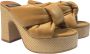 Angel Alarcon Leren sandalen met raffia plateau Beige Dames - Thumbnail 2