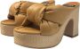 Angel Alarcon Leren sandalen met raffia plateau Beige Dames - Thumbnail 3