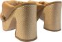 Angel Alarcon Leren sandalen met raffia plateau Beige Dames - Thumbnail 4