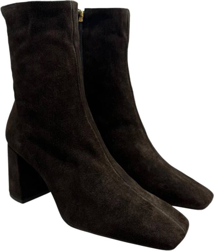Angel Alarcon Suede enkellaarsjes met 9cm hak Brown Dames