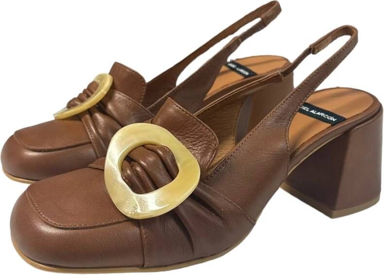 Angel Alarcon Vierkante Neus Leren Sandalen Brown Dames