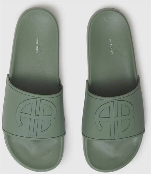 Anine Bing Groene Artisjok Slides Sandalen Green Dames