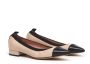 Anna F. Beige en zwart leren ballerina Beige Dames - Thumbnail 2