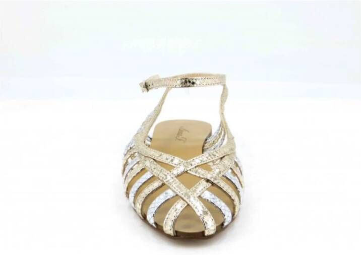 Anna F. Leren sandalen platina zilver enkelband