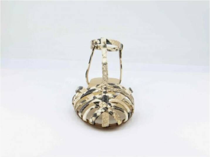 Anna F. Leren Sandalen Python Print Enkelband