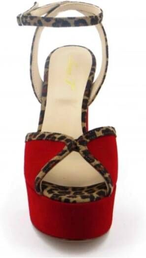 Anna F. Suède sandalen met luipaarddetails