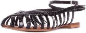 Anna F. Zwarte gespsandalen rubberen zool