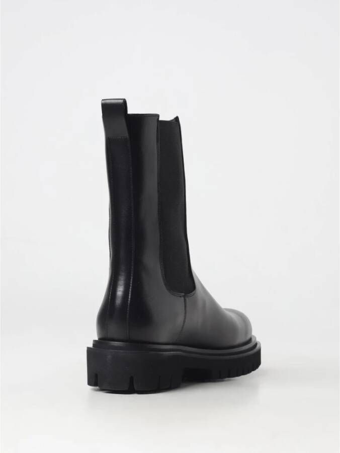 Anna F. Zwarte Leren Chelsea Boots