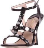Anna F. Zwarte Logo Sandalen met Gespsluiting