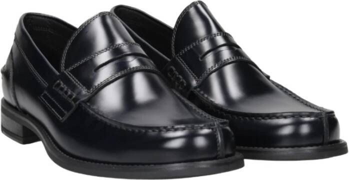Antica Cuoieria Blauwe Leren Mocassin Schoenen Elegante Stijl