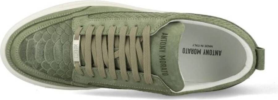 Antony Morato Suede Animal Print Low-Top Sneakers Green Heren
