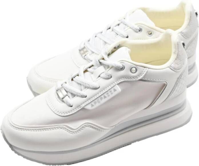 Apepazza Witte Zilveren Mid-High Sneakers White Dames