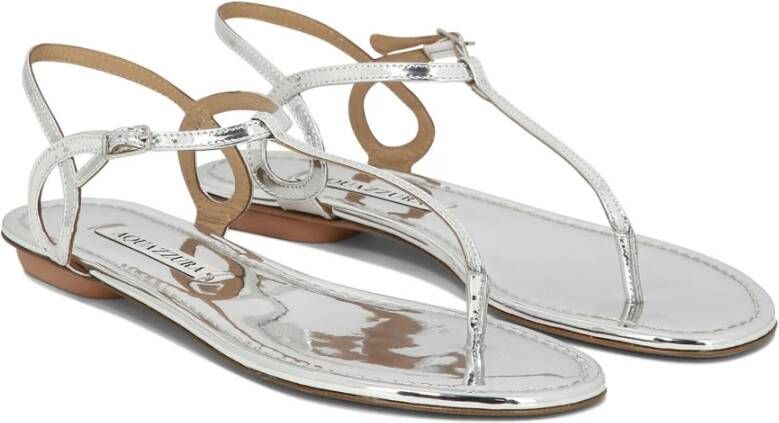 Aquazzura Bijna Blote Leren Sandalen Yellow Gray Dames