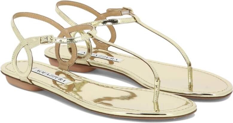 Aquazzura Bijna Blote Leren Sandalen Yellow Gray Dames