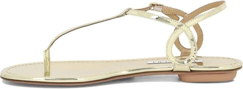 Aquazzura Bijna Blote Leren Sandalen Yellow Gray Dames