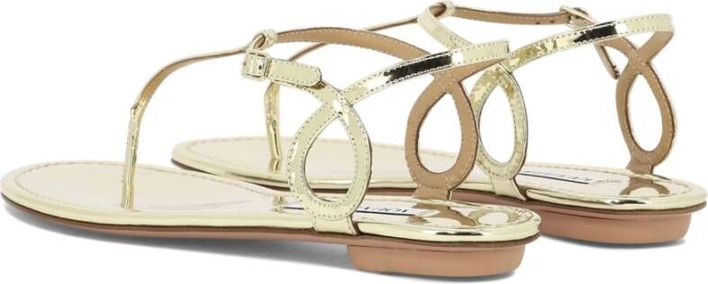 Aquazzura Bijna Blote Leren Sandalen Yellow Gray Dames
