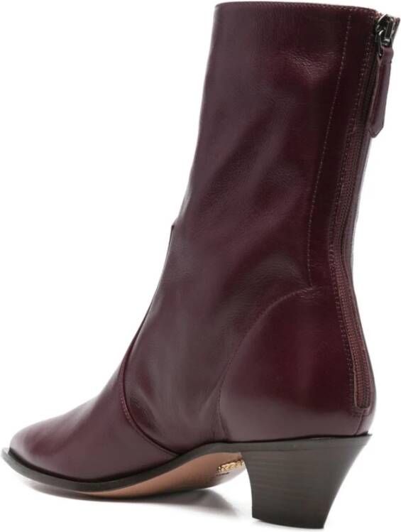 Aquazzura Bordeaux Enkellaarzen Nappaleer
