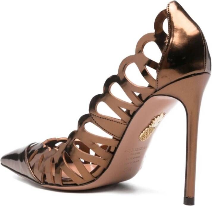 Aquazzura Bronzen Kalfsleer Uitgesneden Sandalen