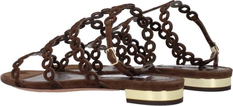 Aquazzura Bruin Leren Platte Sandalen
