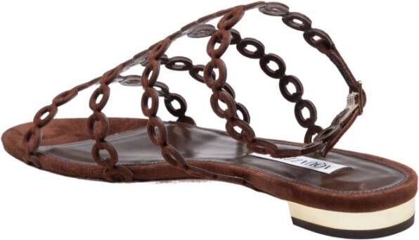 Aquazzura Elegante Espresso Suède Ketting Sandalen