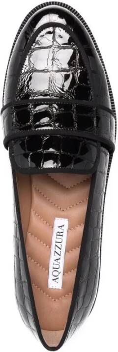 Aquazzura Elegante Zwarte Leren Loafers