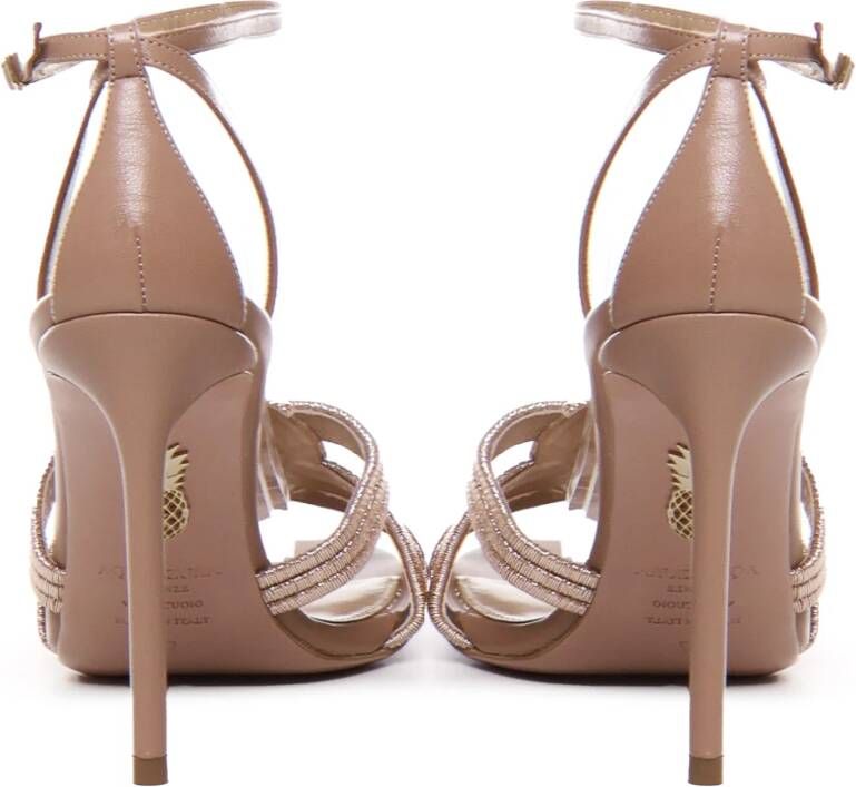 Aquazzura Glitter Enkelband Sandalen Nude Beige Dames