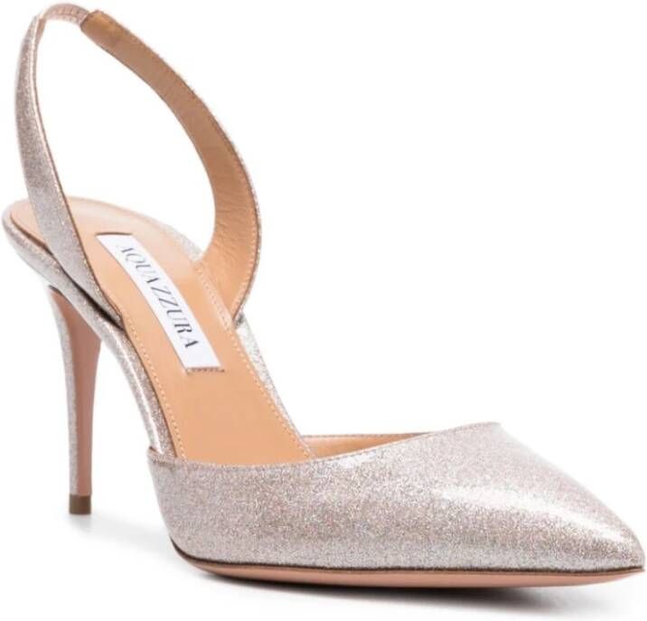 Aquazzura Glitter Slingback Pumps met 90mm Hak Beige Dames