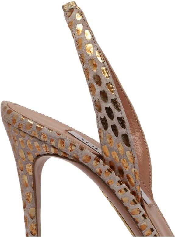 Aquazzura Gouden Stiletto Sandaal met Slingback Band