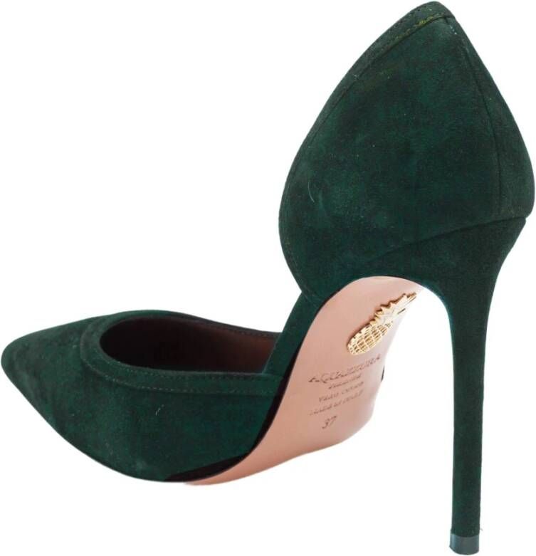 Aquazzura Groene Suède Pumps met Puntneus
