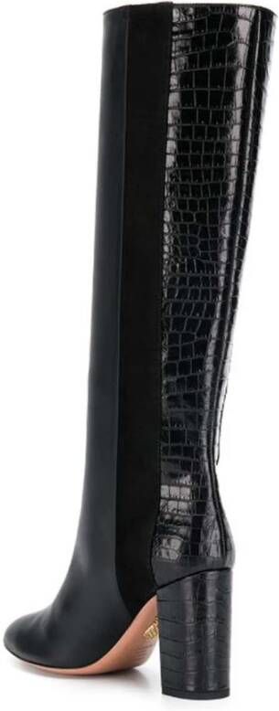 Aquazzura Zwarte Leren Hoge Hak Lange Laarzen Black Dames