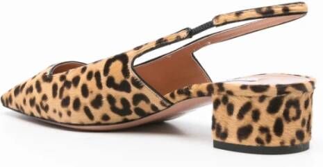 Aquazzura Kameelbruin dierenprint slingback schoenen