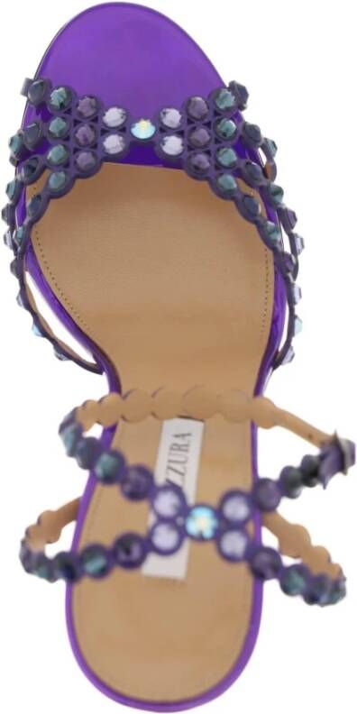 Aquazzura Leren Sandalen met Kristallen Purple Dames