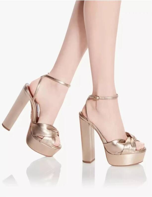 Aquazzura Metallic Leren Plateau Sandalen