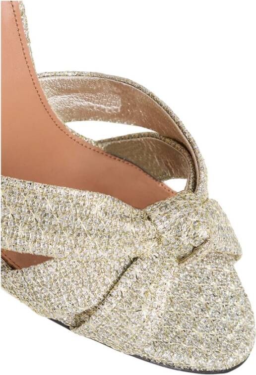 Aquazzura Metallic Open Teen Blokhak Sandalen Gray Dames