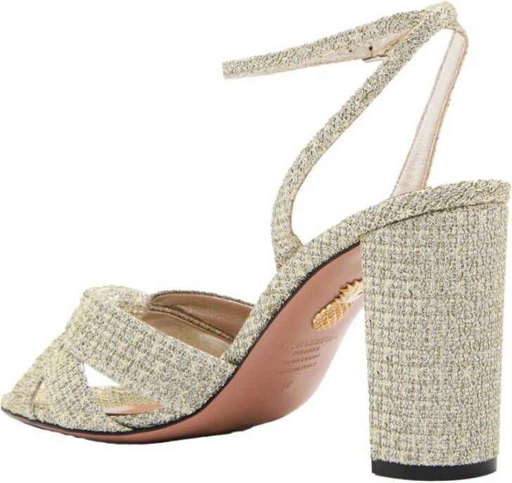Aquazzura Metallic Open Teen Blokhak Sandalen Gray Dames