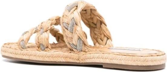 Aquazzura Natuurlijke Raffia Sandalen met Helder Rubber Beige Dames