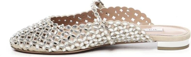 Aquazzura Nude Leren Instap Platte Sandalen