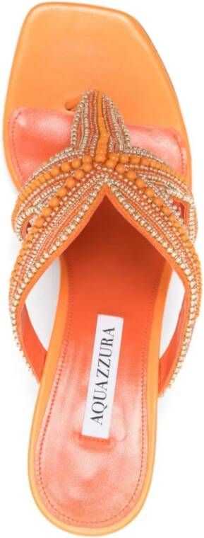 Aquazzura Oranje Kralen Teenslipper Sandalen