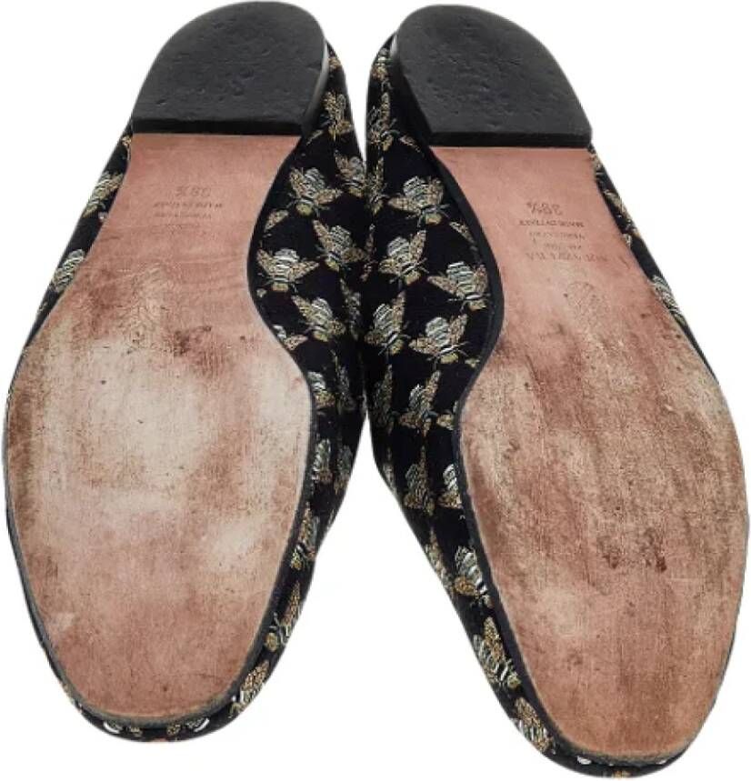 Aquazzura Pre-owned Fabric flats Black Dames