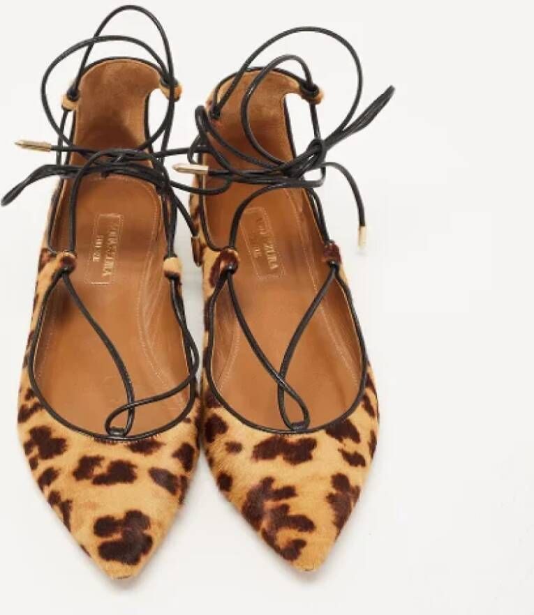 Aquazzura Pre-owned Fabric flats Brown Dames