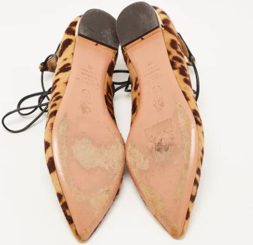 Aquazzura Pre-owned Fabric flats Brown Dames