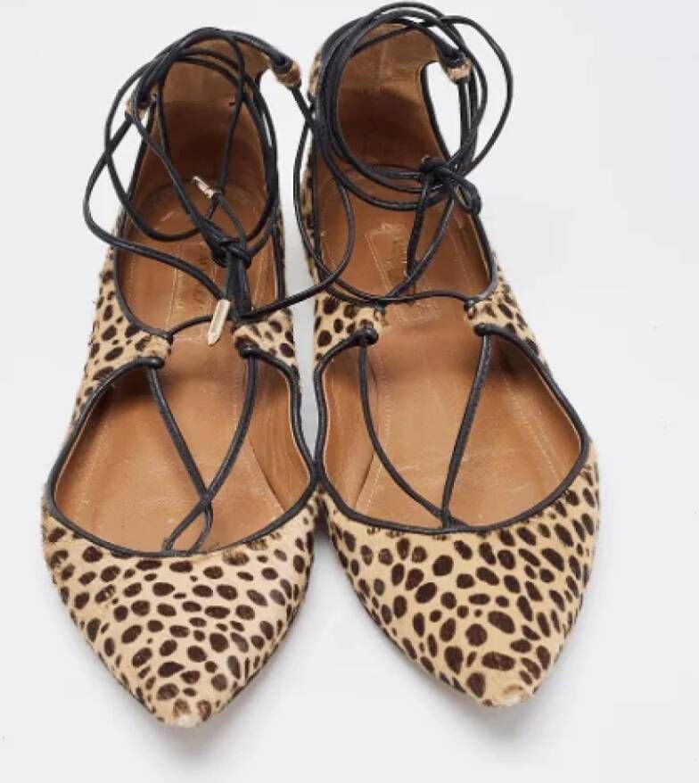 Aquazzura Pre-owned Fabric flats Brown Dames