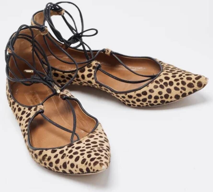 Aquazzura Pre-owned Fabric flats Brown Dames