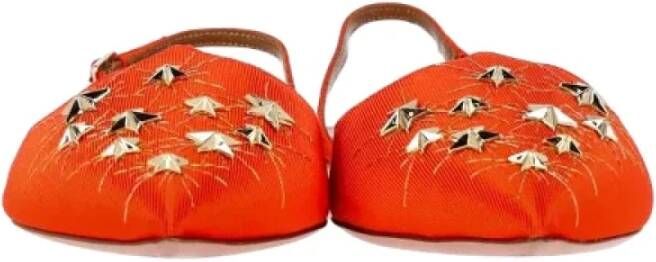 Aquazzura Pre-owned Fabric flats Orange Dames