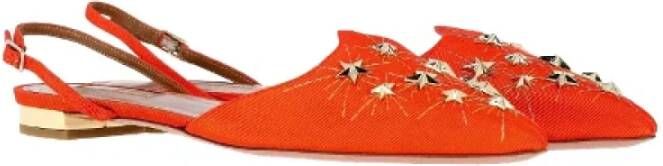 Aquazzura Pre-owned Fabric flats Orange Dames